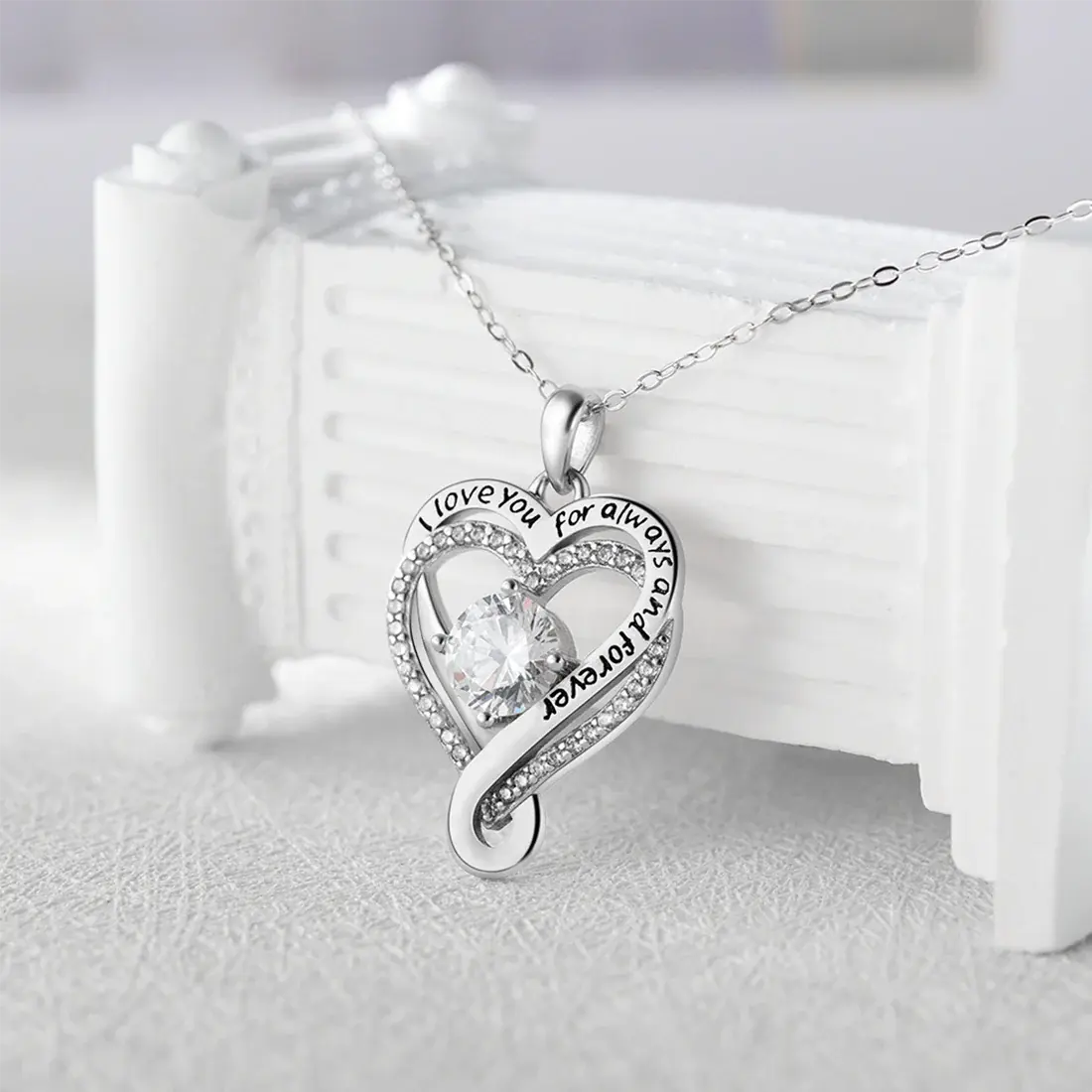 Forever & Always – Double Heart Necklace Liumiar.com. All rights reserved