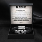 Son's Infinity Knot Bracelet Gift Set with Engraved Name
